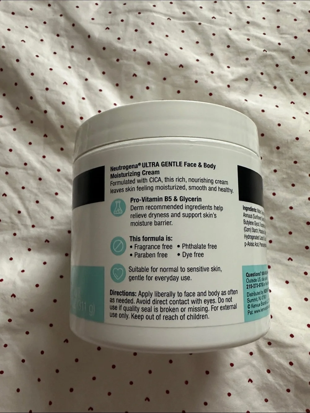 Neutrogena Ultra Gentle Face & Body Moisturizing Cream 11oz -normal to sens skin